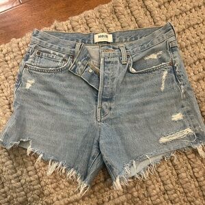 Agolde Parker Long Jean Shorts Distressed